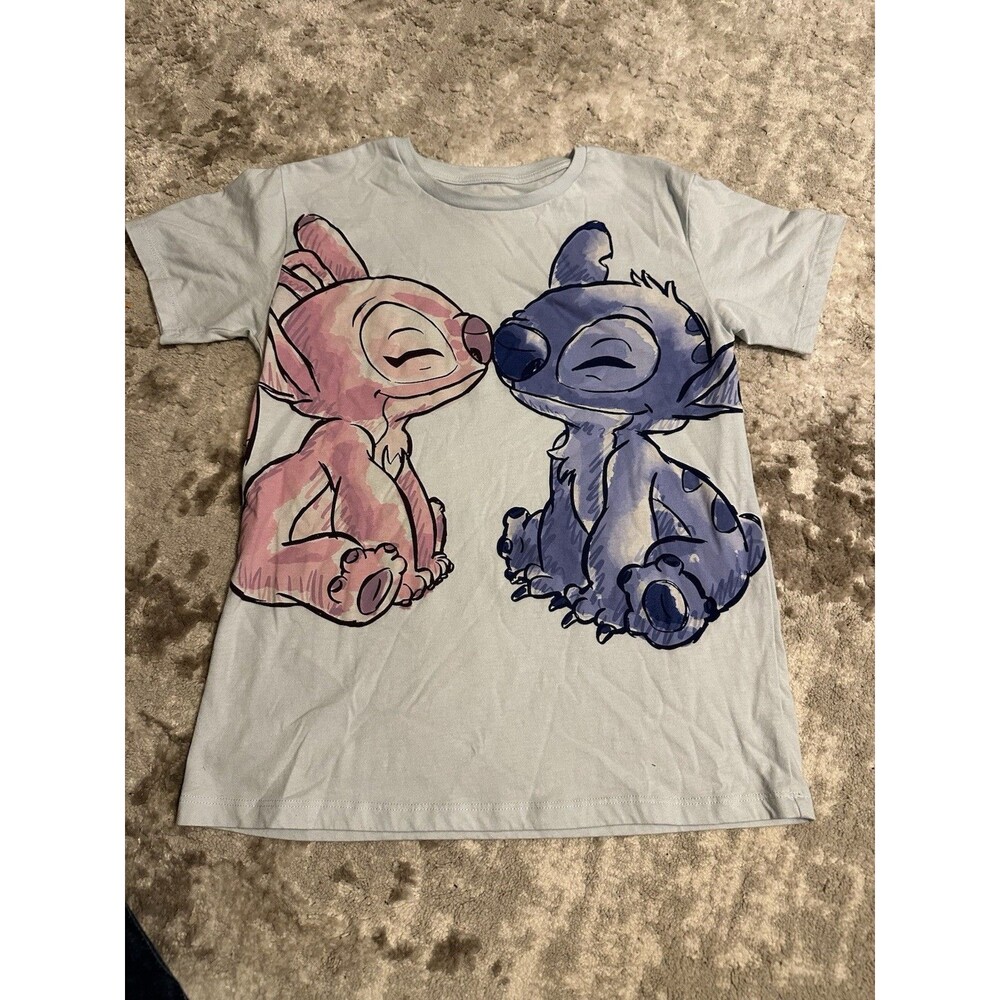Disney STITCH girls T-shirt Light Blue size large(10/12) C4